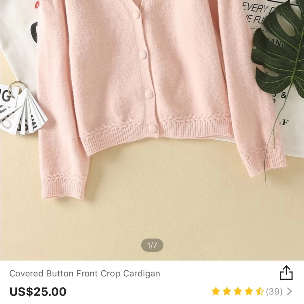 Cropped Light Pink Cardigan